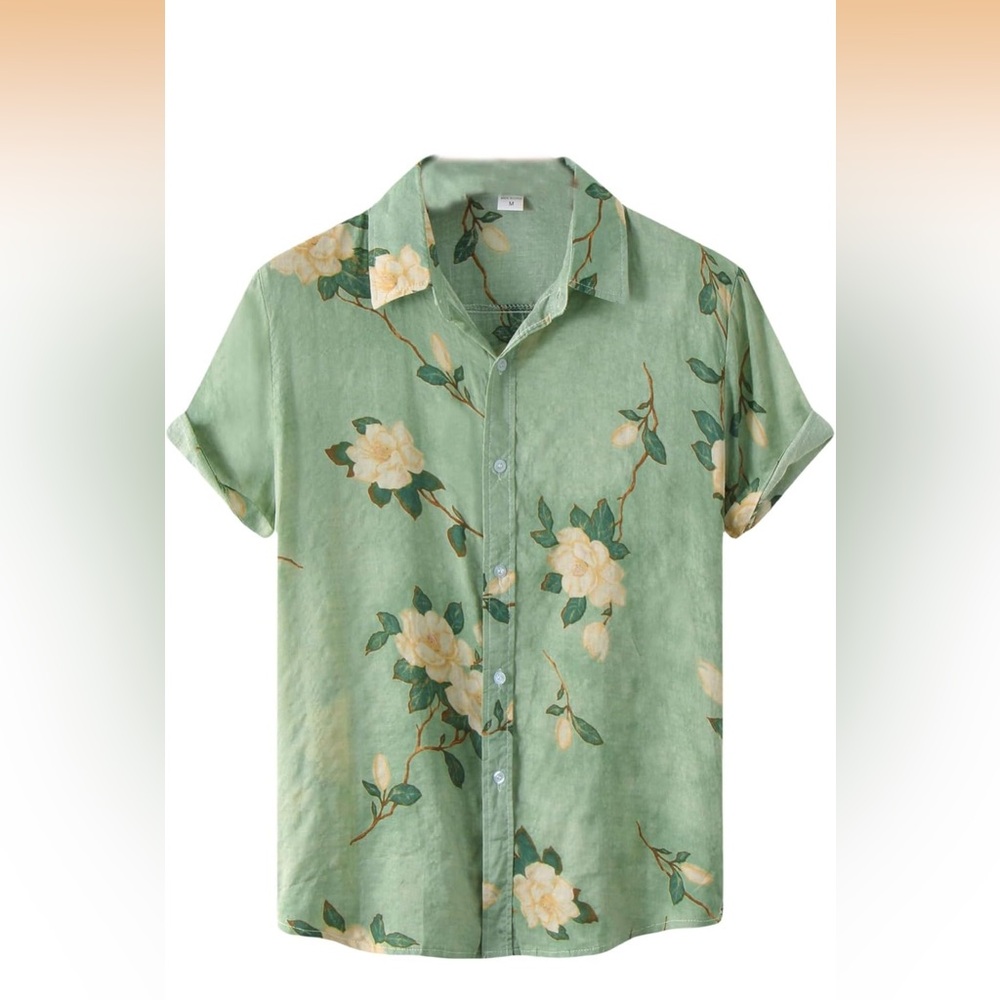 Floral Green unisex Shirt cotton blend Easter Spring